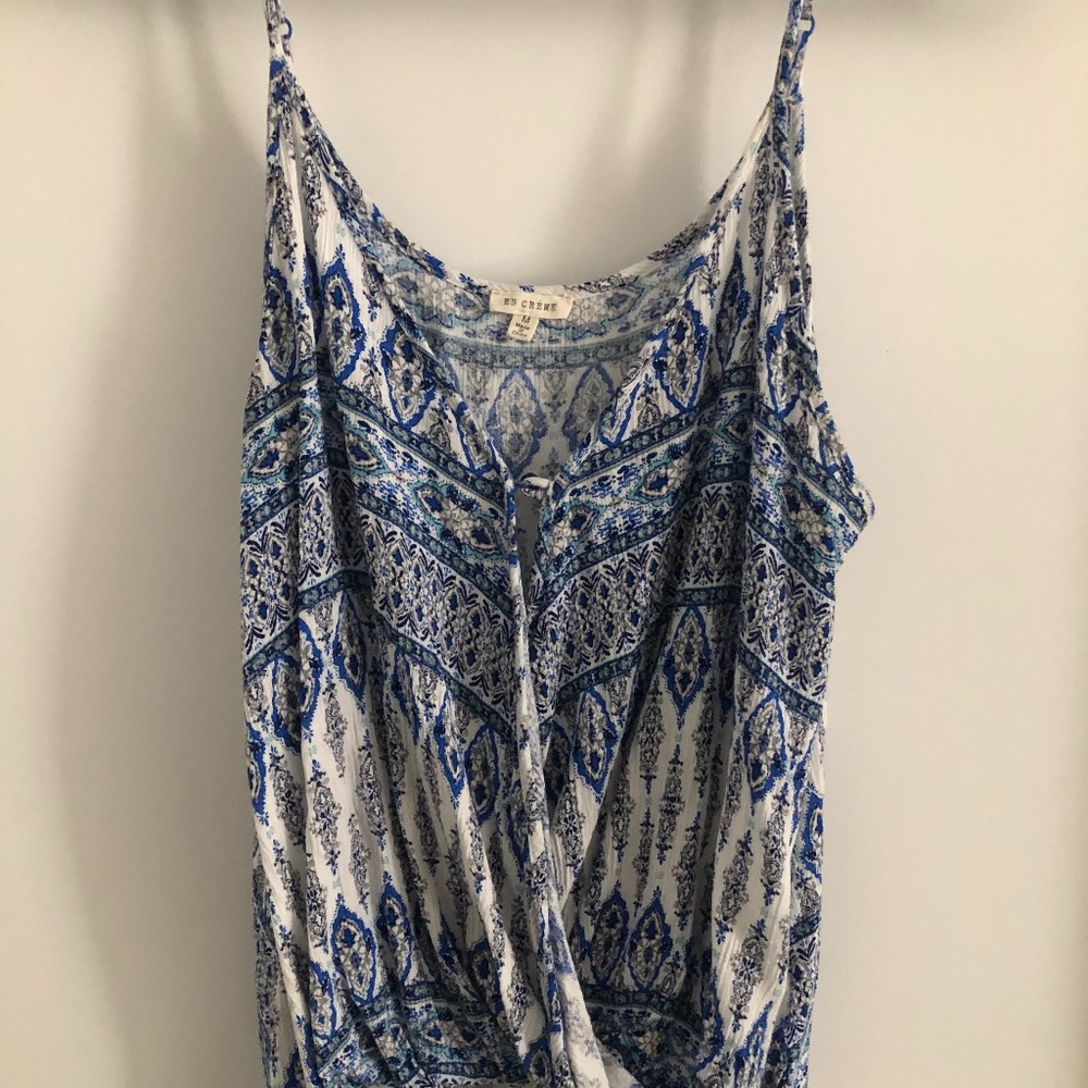 En Creme Blue/White Tank Top Size M